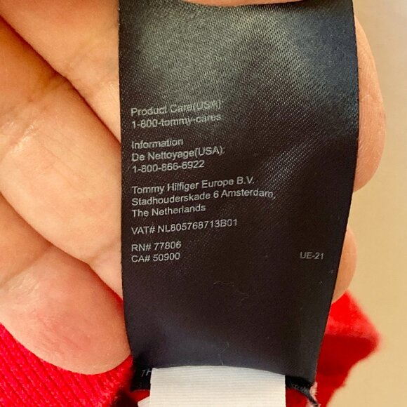 Tommy Hilfiger Apple Red Cotton Sweater Womens Size XXS Cable Knit Flag Preppy - Picture 12 of 16